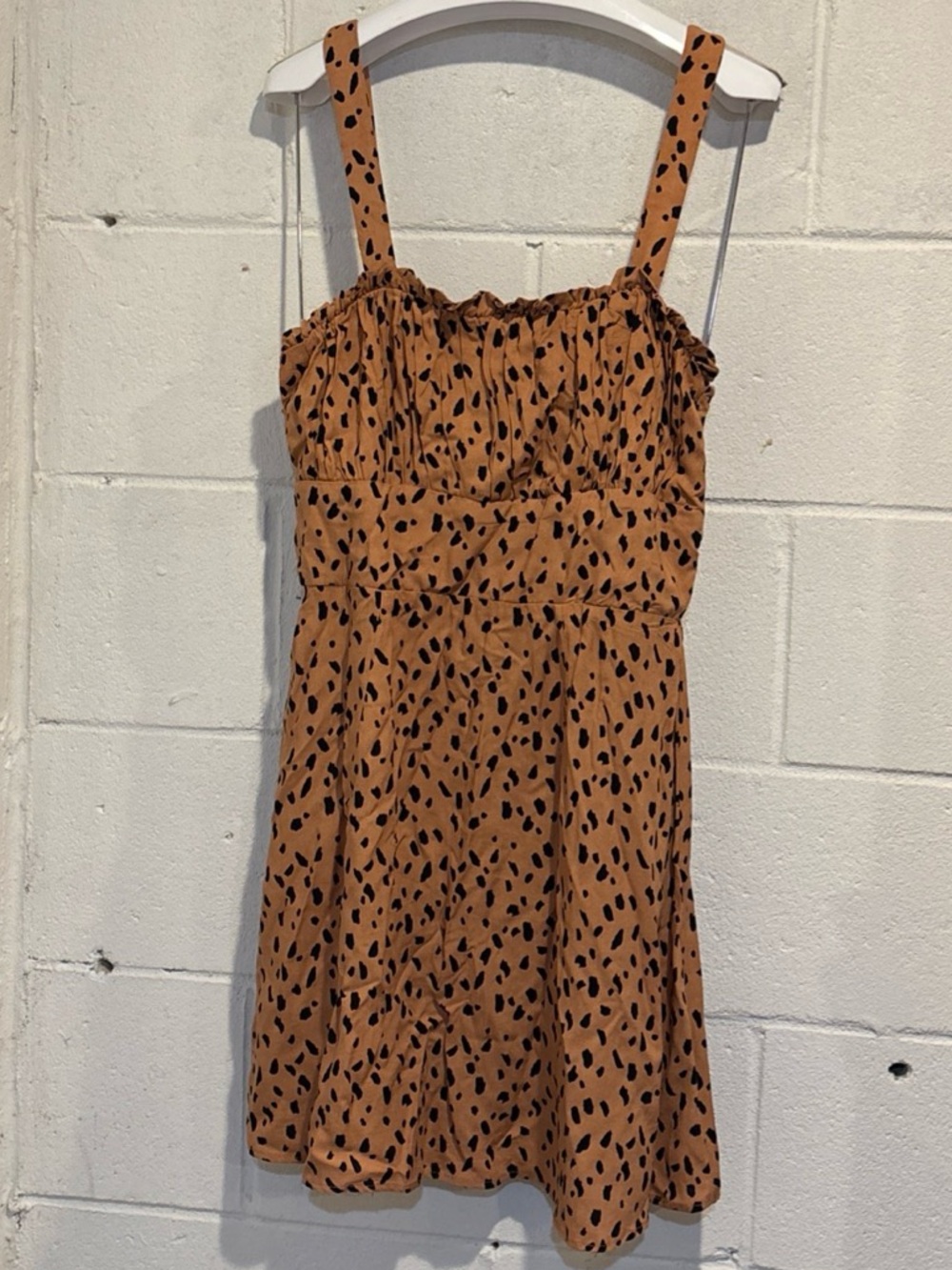 Trixxi floral summer sleeveless smocked dress brown black specs a line size L